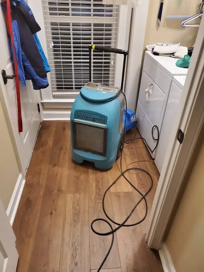 Commercial dehumidifier deployed for Flood Damage Cleanup in North Arlington