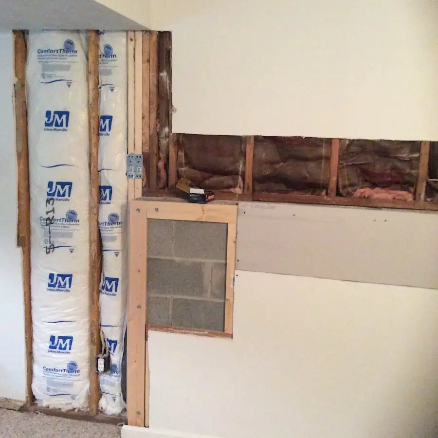 Wall insulation replacement during Contents Cleaning & Restoration in North Arlington